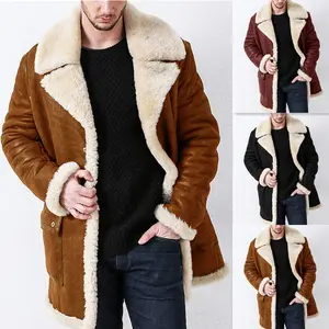 Custom Long Design Wholesale Leather Wool Coat Fur Men Jackets Winter