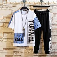 Ensemble d'été pour hommes : T-shirt et pantalon de jogging décontracté, idéal pour le fitness et la gym, style hip-hop, survêtement tendance pour hommes - Nouvelle collection à succès