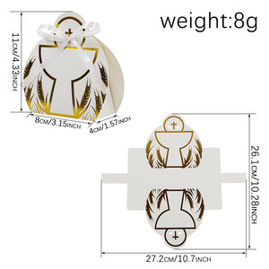 50 boîtes pliables en papier recyclé pour bonbons et friandises, motif Calice Sacré, avec ruban, pour baptême, croix, biscuits, <span class=keywords><strong>baby</strong></span> shower - Product Image 2