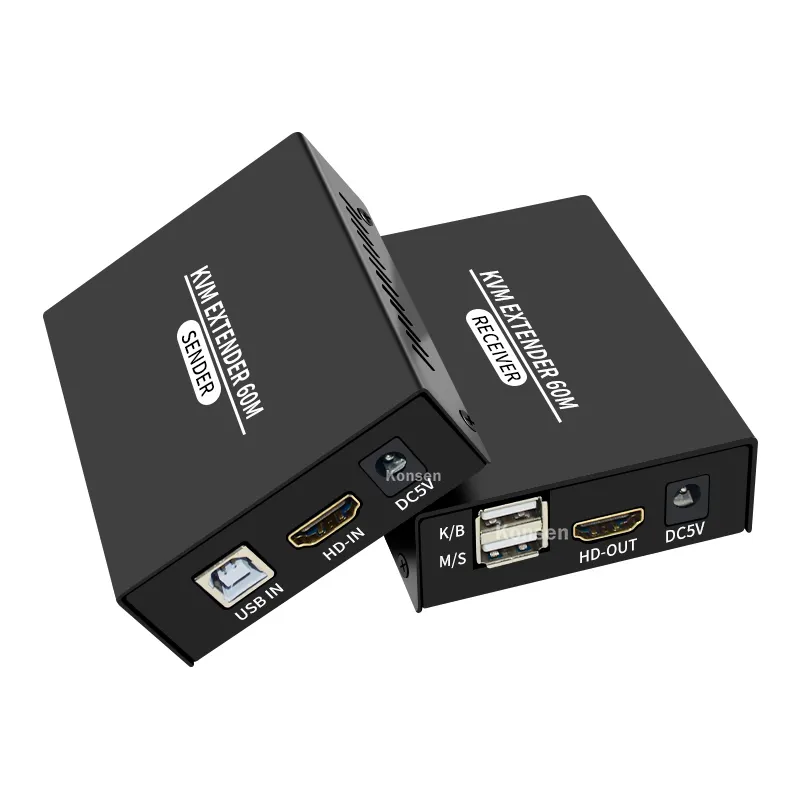 60M HDMI KVM Extender over Lan Ethernet RJ45 Cat5e/6 1080P Video Audio Extension Transmitter receiver USB Keyboard Mouse 3d
