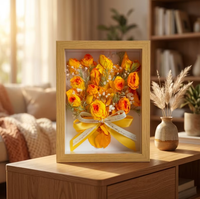 Cadre photo double verre premium avec rose éternelle pour décoration de mariage et souvenir