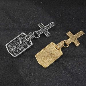 Collar con Colgante de Cruz Punk para Hombre, Estilo Hip Hop Retro Gótico, Joyería Religiosa Europea, Placa con Escritura, Cruz OEM - Product Image 4
