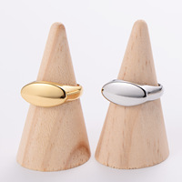 Individuell Gravierter Hochglanzpolierter Minimalistischer Schmuck Anlaufgeschützter Edelstahl 18K Vergoldeter Ovaler Siegelring für Damen