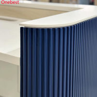 Bureau de réception bleu foncé Design d'intérieur Comptoir de spa de salon en Corian à surface solide contemporain sur mesure