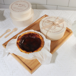 Boîtes de présentation pour charcuterie biodégradables en bois, boîte ronde pour mousse au fromage, conteneur d'emballage pour gâteau <span class=keywords><strong>basque</strong></span> - Product Image 3