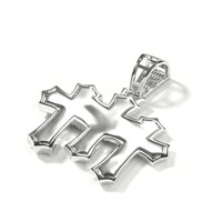 Mode nouveau diamant hip hop hommes rappeur classique glacé cz baguette carré zircon triple croix pendentif collier