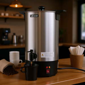 Cafetera Comercial Vevor de 60 Tazas y 9 L, de Acero Inoxidable, con Grifo Antigoteo y Preparación Rápida - Product Image 2