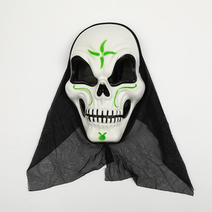 Maschera Horror spaventosa di Halloween con testa di scheletro per uomo con sciarpa - Product Image 2