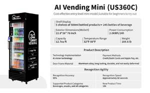 HAHA自動販売機360米国現地在庫自動販売機200～300個収容コンプレッサー冷却SDK 4G Wi-Fiデジタルレシートカスタム - Product Image 2