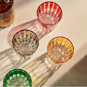 แก้ววิสกี้แนววินเทจสีสวยๆของตกแต่งสีสวยชมพูแดงเหลืองดำเขียวช๊อตแก้ว - Product Image 3