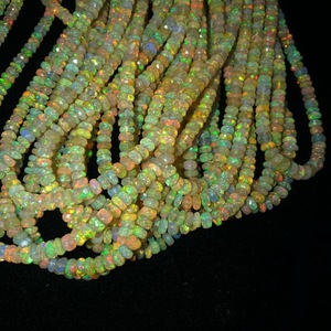 3mm 5mm Naturel Ethiopien Welo Opal Stone Faceted Rondelle Gemstone Beads Strand Strand Semi Precious for Jewelry Making Bulk - Product Image 2