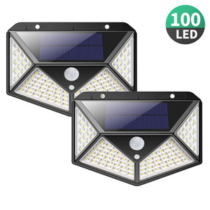 ไฟติดผนัง LED พลังงานแสงอาทิตย์กลางแจ้ง 100Led เซ็นเซอร์ร่างกายมนุษย์กันฝนสำหรับไฟถนนในสวนบ้าน - Product Image 2