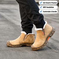 Chaussures de sécurité à enfiler doublées polaire, embout en acier recouvert de plastique, semelle intermédiaire en Kevlar, anti-perforation, isolées, pour le travail