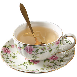 Juego de Tazas y Platos de Cerámica de Estilo Rural Moderno, Taza de Té y Café con Borde Dorado para Fiestas en Casa, para Beber Agua - Product Image 1