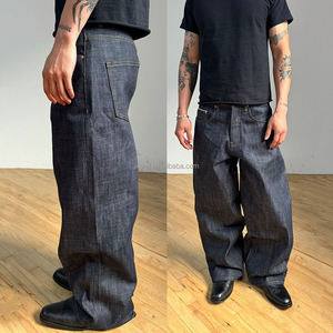 <span class=keywords><strong>Jeans</strong></span> Baggy Indigo Personalizzati da 14oz in Denim Grezzo Selvedge di Alta Qualità, Modello Bootcut Svasato per <span class=keywords><strong>Uomo</strong></span> - Product Image 4