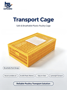 Cage de transport en plastique pour volailles vivantes, panier ventilé jaune pour la manipulation à la ferme - Product Image 5