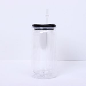 Venta al por mayor de fábrica: Vaso de plástico de doble pared de 16 oz con diseño esmerilado y pajita para tiendas de té de burbujas Boba - Product Image 3
