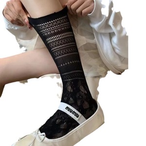 <b>White</b> <b>Lace</b> Mid-Calf Socks Women Thin Sweat-Absorbent Openwork Design Spring Summer JK Style - Product Image 5