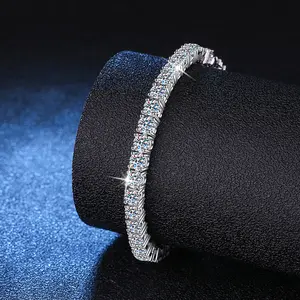 Luxury 925 Sterling Silver Moissanite Bracelet Iced Out VVS Moissanite Tennis Bracelet Lab Diamond Tennis Chain Necklace