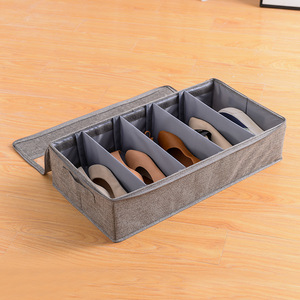 Six Compartment Fabric Shoe <b>Storage</b> <b>Box</b> Gray Under Bed Organizer Bedroom <b>Storage</b> 30L 40L Capacity Rectangle Shape Solid Color - Product Image 2