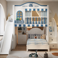 Lit Superposé pour Enfants, Lit Superposé Escamotable Rose Princesse avec Toboggan et Escalier pour Filles