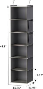 Eco-Friendly 6-<b>Shelf</b> Hanging Closet Organizer <b>Grey</b> Storage <b>Shelves</b> - Product Image 3