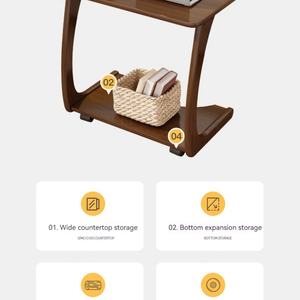 Mesa Auxiliar Moderna para Dormitorio, Sala de Estar, Sofá, Cuadrada, Estrecha, en Forma de C, de Madera y Metal, para Sala de Estar - Product Image 4