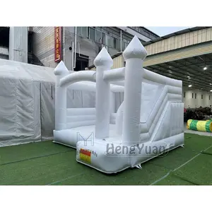 Hengyuan factory pictures commercial solid color white bounce castle and slide combo inflatable bouncer house jumper bouncy