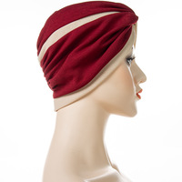 Sombrero turbante de estilo indio trenzado de dos colores para mujer, gorra étnica transfronteriza con plisado cruzado frontal para Mujeres Musulmanas