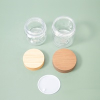 Couvercle en Grain de bois Recyclable de luxe Transparent 60ML 90ML 100ML 120ML PET pot en plastique vide pour crème cosmétique