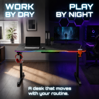 Bureau de jeu en bois AOR avec éclairage RGB, porte-gobelet et support pour casque, modèle SF-A1, vente en gros usine