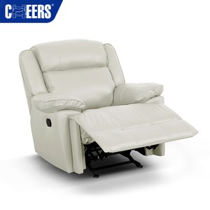 Ensemble de salon MANWAH CHEER contemporain 3 places en cuir capitonné avec fonction de relaxation électrique, canapé sectionnel de luxe ivoire - Product Image 4