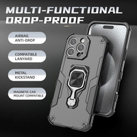 Étui de téléphone de luxe antichoc en TPU+PC avec anneau magnétique intégré pour 14/15/16 Pro Max/16e et Honor 200