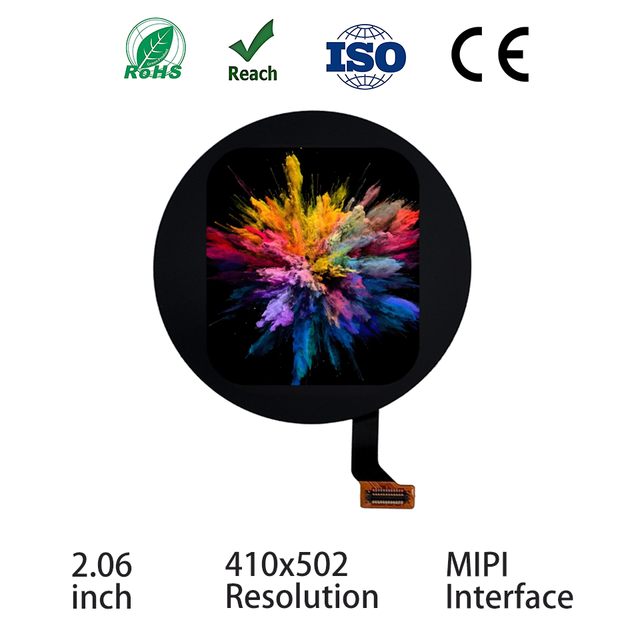 2.06inch High Resolution AMOLED Display 410x502 MIPI Interface LCD Module 850nits High Contrast Ratio OLED Display