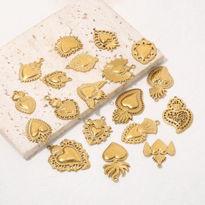 Ciondolo a cuore placcato in oro acciaio inossidabile per collana braccialetto fai da te accessori gioielli fatti a mano - Product Image 3