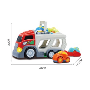 Macchinina da trasporto per camion giocattolo per bambini Cartoon Double Decker con 4 Little Freewheel Car Inertia Truck Plastic Car Toy - Product Image 6