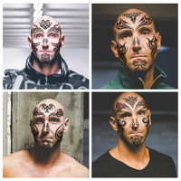 Autocollants de tatouage temporaire en henné, étiquette, pour le visage, tête de taureau, cou, main au dos, Design Sexy, pour hommes et femmes, Art, 20 pièces