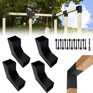Supports de Pergola à 3 Voies, <span class=keywords><strong>Angle</strong></span> Droit, Kit de Base pour Poteaux de Travail du Bois DIY, Poutres en Bois pour Gazebos, Patios et Pergolas - Product Image 5