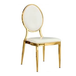 Venta al por mayor barato de metal de oro eventos Hotel banquete Silla DE BODA respaldo redondo sillas apilables - Product Image 1