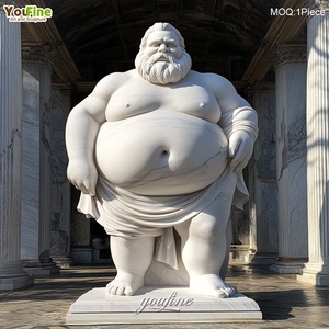 Statua in marmo <span class=keywords><strong>di</strong></span> un uomo grasso e allegro, scolpita a mano, per decorare il giardino o la casa - Product Image 6