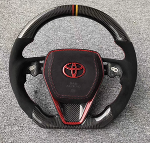 カスタムスポーツスタイルリアルカーボンファイバーレザーステアリングホイールトヨタカローラRav4カムリ2018-2021レーシングデザイン - Product Image 2