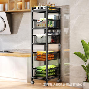 Étagère de rangement de cuisine Najia à 6 niveaux en acier au carbone avec roulettes, organisateur multifonctionnel portable pour usage domestique - Product Image 3