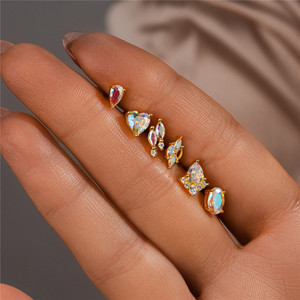 CANNER New 925 Sterling Silver Flat Back Multi Styles Helix Cartilage <b>Piercing</b> Opal Moonstone Stud Earrings 16G <b>Tragus</b> Earrings - Product Image 3
