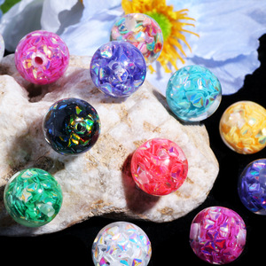 Kunsi 16 мм цветные блестки из смолы с прямыми отверстиями, бусины для волос, веревка для волос, цепочка для мобильного телефона, сумка, ручка из бисера - Product Image 1