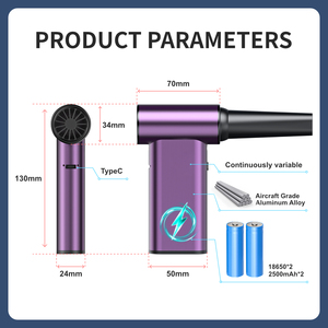 Süper Güçlü Turbo Fanlı El Tipi Mini Hava Üfleyici 3 Vitesli Elektrikli Kablosuz BLDC Motor 100.000rpm 120W Alüminyum 5000mAh Küçük Hava Üfleyici - Product Image 3