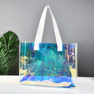 Sac fourre-tout de luxe en PVC transparent, taille <span class=keywords><strong>XXL</strong></span> (50x40x13cm), étanche, avec logo holographique imprimé, pour cosmétiques, dessins animés et mariages - Vente en gros - Product Image 3