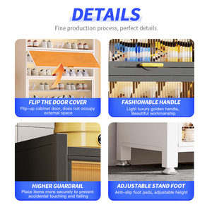 Meuble d'entrée moderne de luxe en métal sur mesure à 4,5 niveaux, organisateur de rangement pour chaussures en acier - Product Image 4