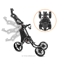 Chariot de golf et chariot à pousser GaoPin GPZ6 à quatre roues avec porte-parapluie et porte-bouteilles, pliable, capacité de 20 kg