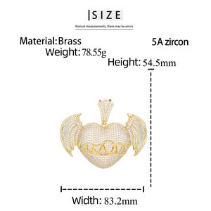 <span class=keywords><strong>Les</strong></span> <span class=keywords><strong>Sept</strong></span> Pêchés capitaux - Collier pendentif Cœur de la cupidité en laiton plaqué or 18 carats avec diamants CZ AAAAA, style Iced Out, breloque Cœur du Diable - Product Image 6