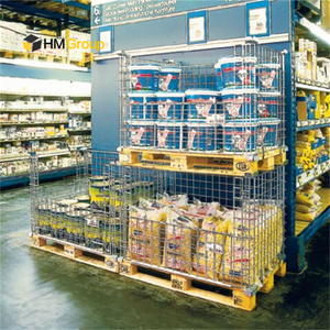 כלובי אחסון מתקפלים וניתנים לערום לסופרמרקט, ממתכת חזקה, ניתנים להתאמה אישית לפי דרישות הלקוח (OEM) - Product Image 1